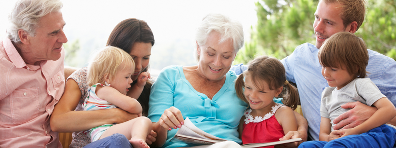 Family read a children's book together