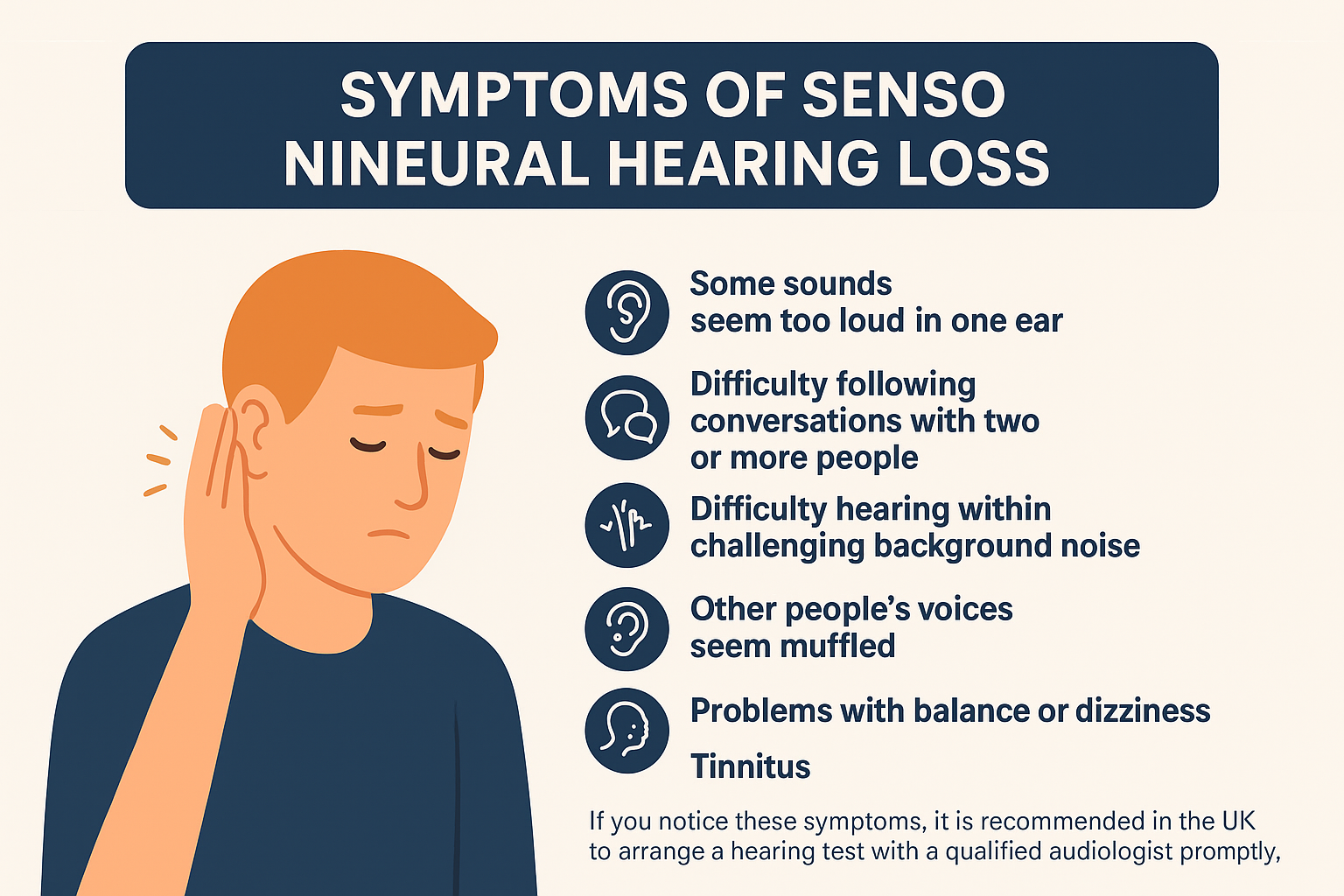 Symptoms of sensorineural hearing loss